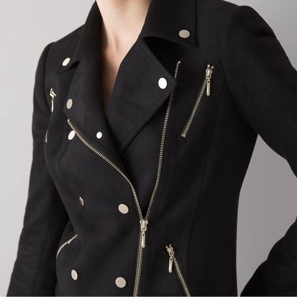 White House Black Market Black Vegan Suede Motor Jacket - Picture 9 of 9